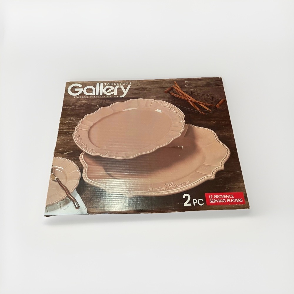 NEW Large Heavy (2)TableTops Gallery Harvest Oval Serving Platter‎ Beige